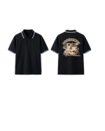 Black Polo T-Shirt with White Border | Unisex Soft Cotton Polo - Image 3