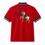 Herbivore Heritage Royal Horse Graphic Polo T-Shirt - Crimson Red